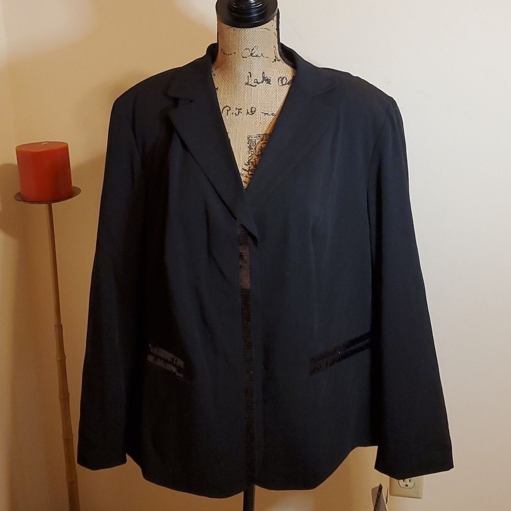 NWT Francos P Black Sequin Embellished Evening Jacket Plus Size 20W